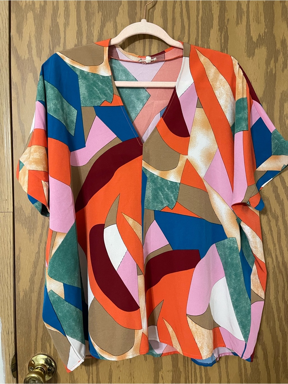 JODIFL Multicolor Abstract V-Neck Blouse